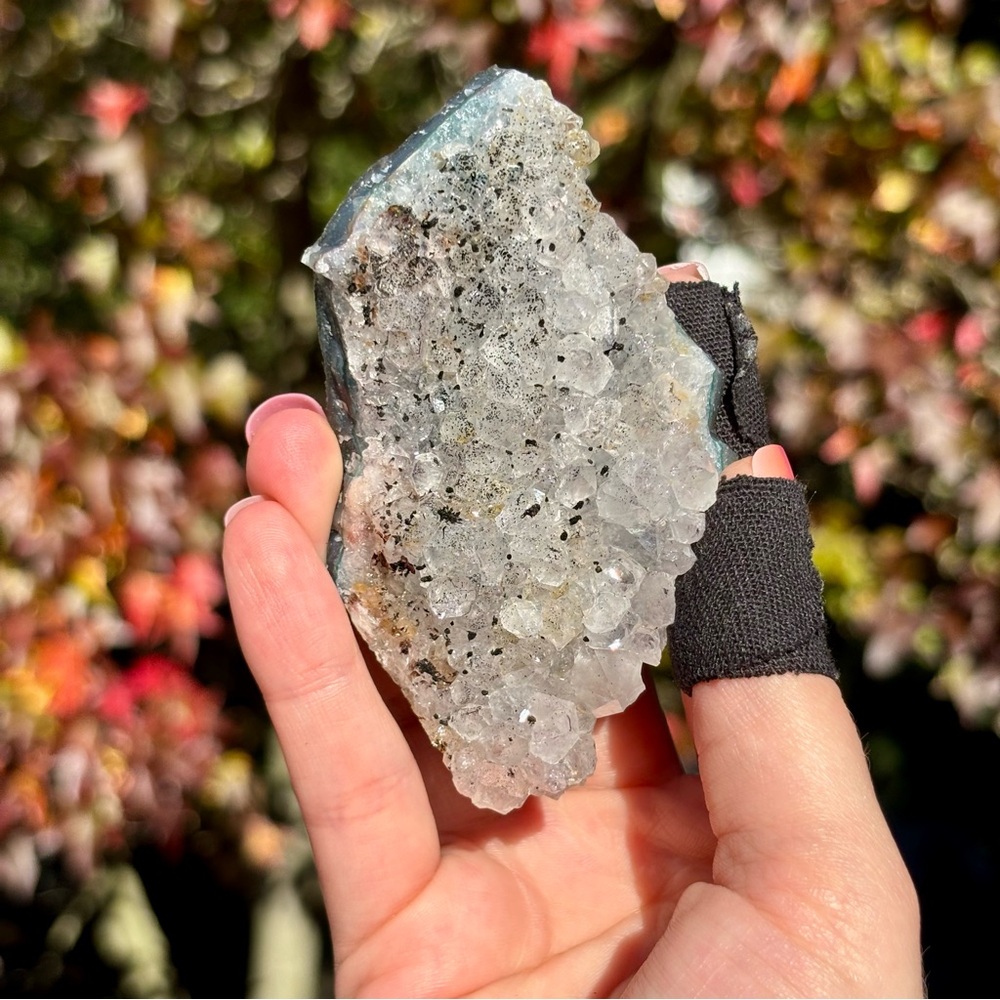 Amethyst Cluster with Rare Manganese Oxide Coating